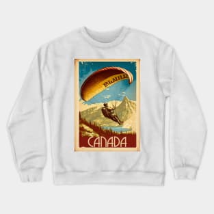 Canada Paragliding Vintage Travel Art Poster Crewneck Sweatshirt